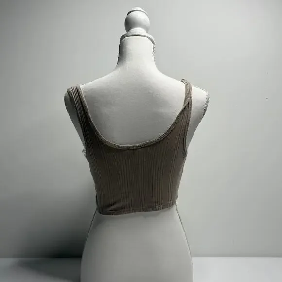 Garage Mini Cropped Size Medium Creamy Light Brown Tank - Picture 3 of 4